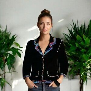 Elaris Black Sequin Blazer Cardigan Small